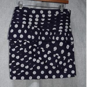 Anthropologie Leifsdottir Navy Polka Dot Tiered Mini Skirt Size 2